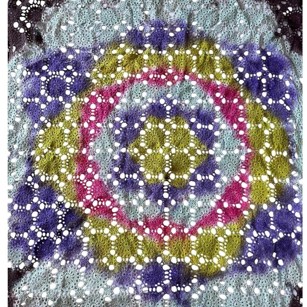 Upcycled Tie Dye Vintage Crochet Cotton Lace - Picture 2 of 6